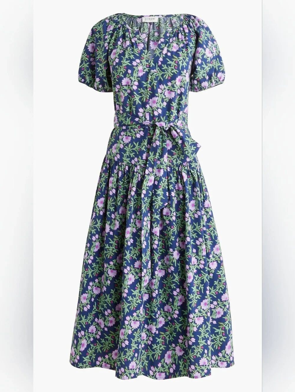 J.Crew Floral Puff Sleeve tie Midi Dress size 6Used in good condition 98% rege